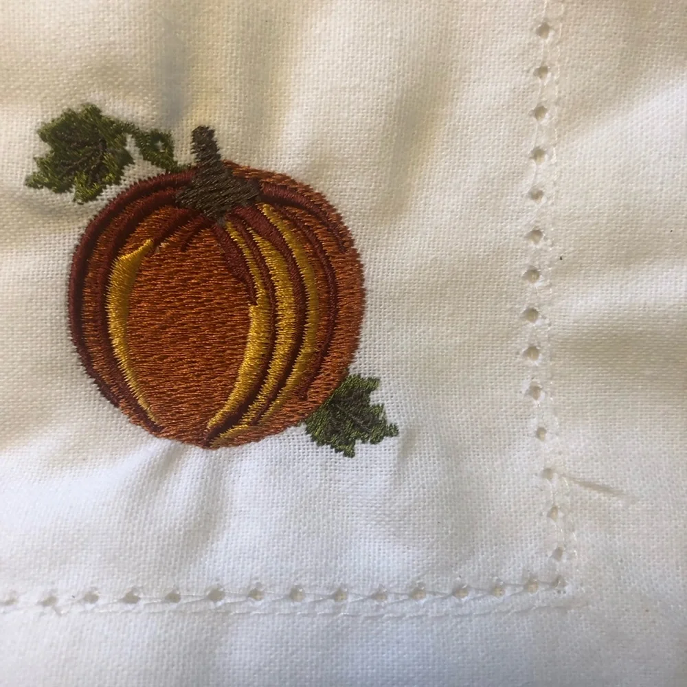 Fall Cloth White Napkins Thanksgiving Autumn Pumpkin Set of 8